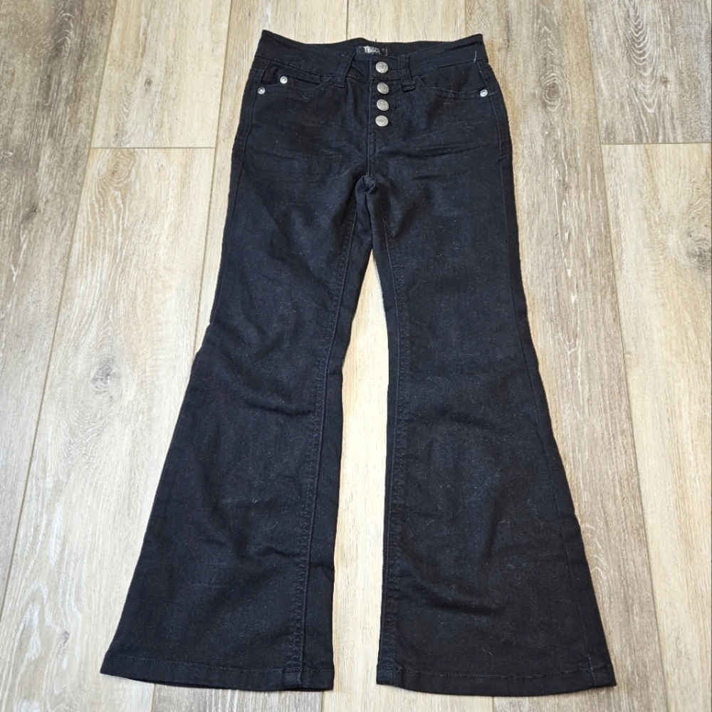 Truce Nordstroms Button Fly Bootcut Flare Pants Jeans Black Children's Girl's 7